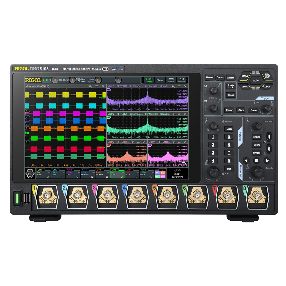Oscilloscopio Rigol  DHO5108   1 GHz, 4 GSa/s, 12-bit, 8-CH