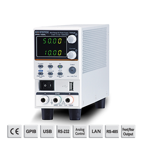 Alimentatore programmabile di alte prestazioni multi-range fanless DC GW Instek PFR-100LGP LAN+GPIB  (0-50V/0-10A/100W)