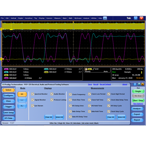 Prodigy PGY-I2S-NL software decodificatore di protocollo Node Locked ( per Tektronix Windows Oscilloscope )