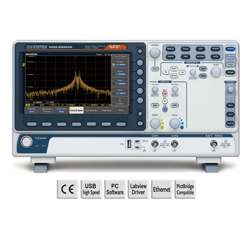 Oscilloscopio digitale. analizzatore di spettro GW-Instek MDO-2102AG  100MHz . 2 CH . AWG